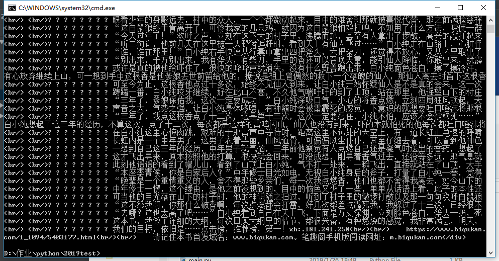 Windows命令行窗口运行结果